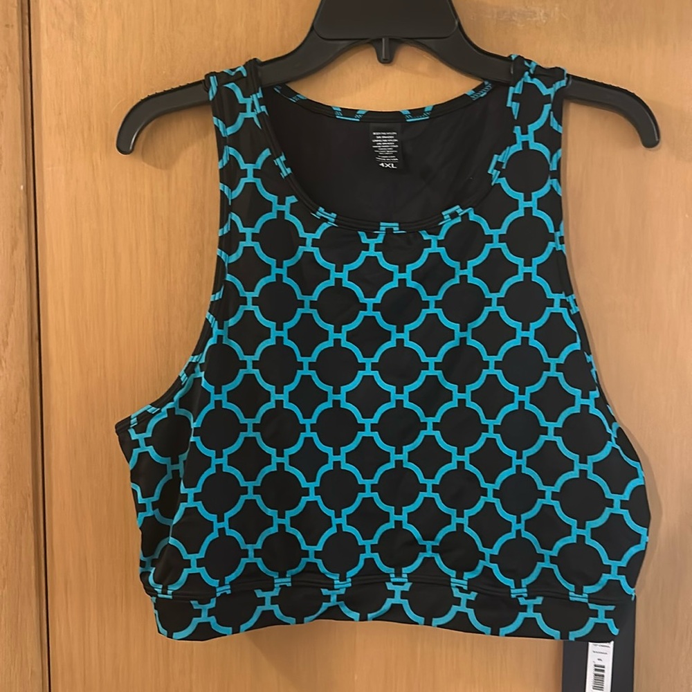 K-Deer Women’s Pocket Crop Top Cabana New Black Blue Size 4XL